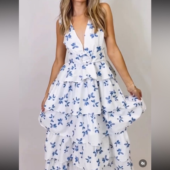 White and Blue Maxi Dress! - Picture 1 of 2